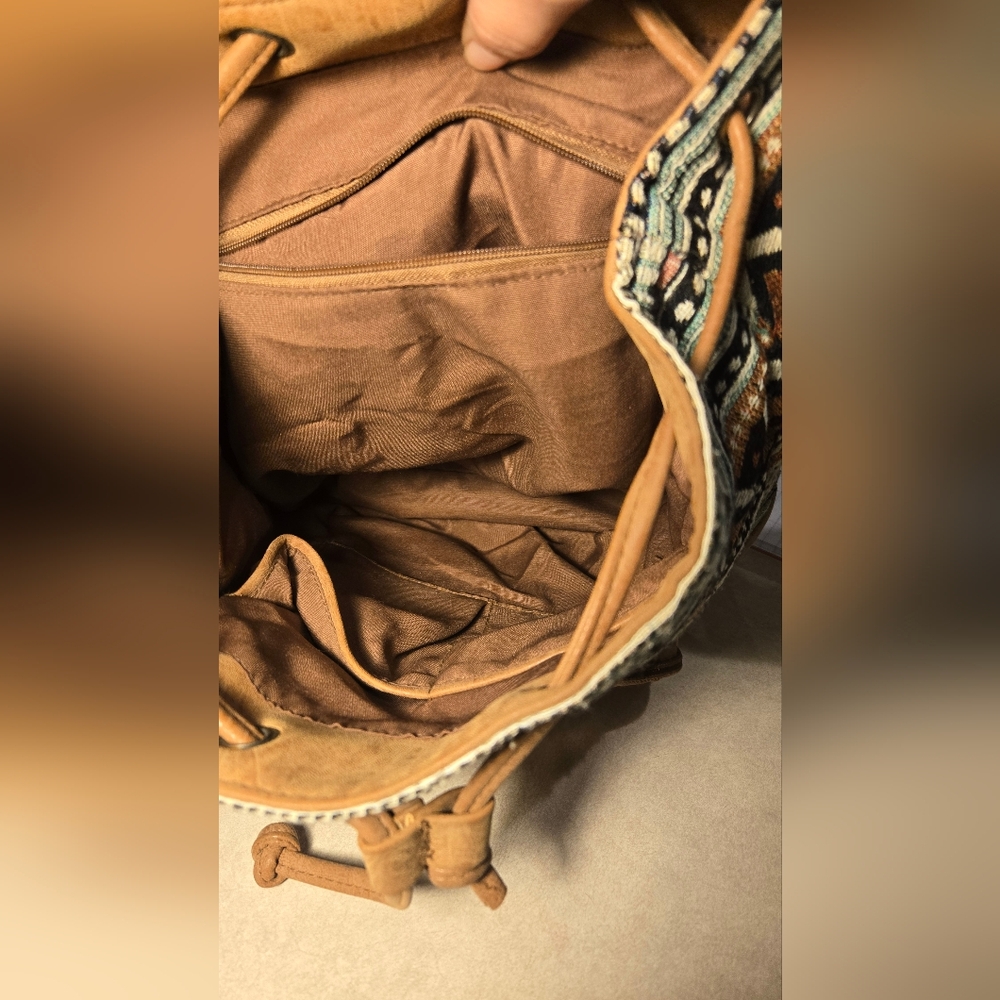 Brown Patterned Backpack - Picture 7 of 7